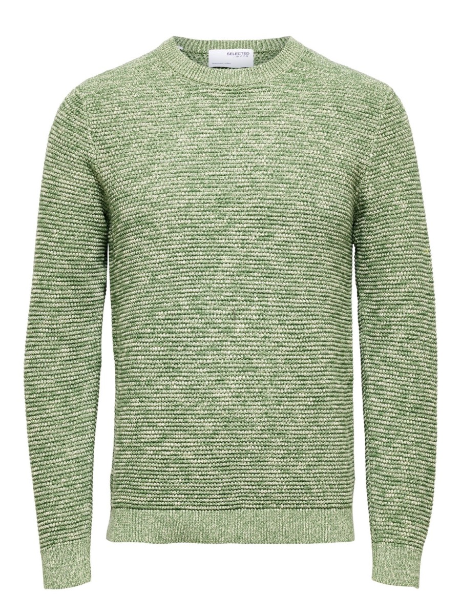 Mann JACK JONES | Slhvince Ls Knit Bubble Crew Neck Noos Green Lint