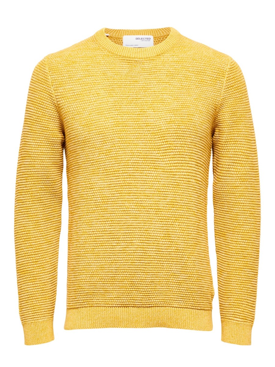 Mann JACK JONES | Slhvince Ls Knit Bubble Crew Neck Noos Gelb