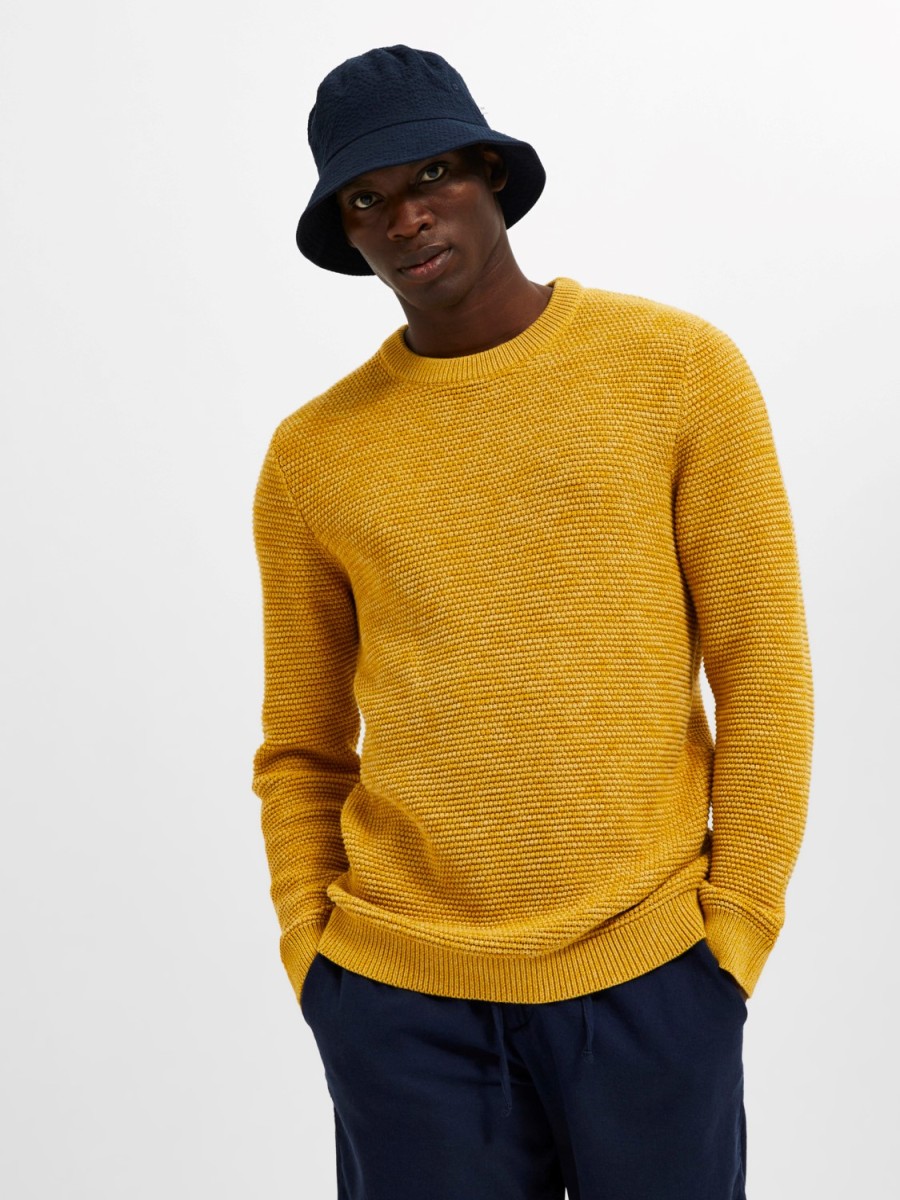 Mann JACK JONES | Slhvince Ls Knit Bubble Crew Neck Noos Gelb