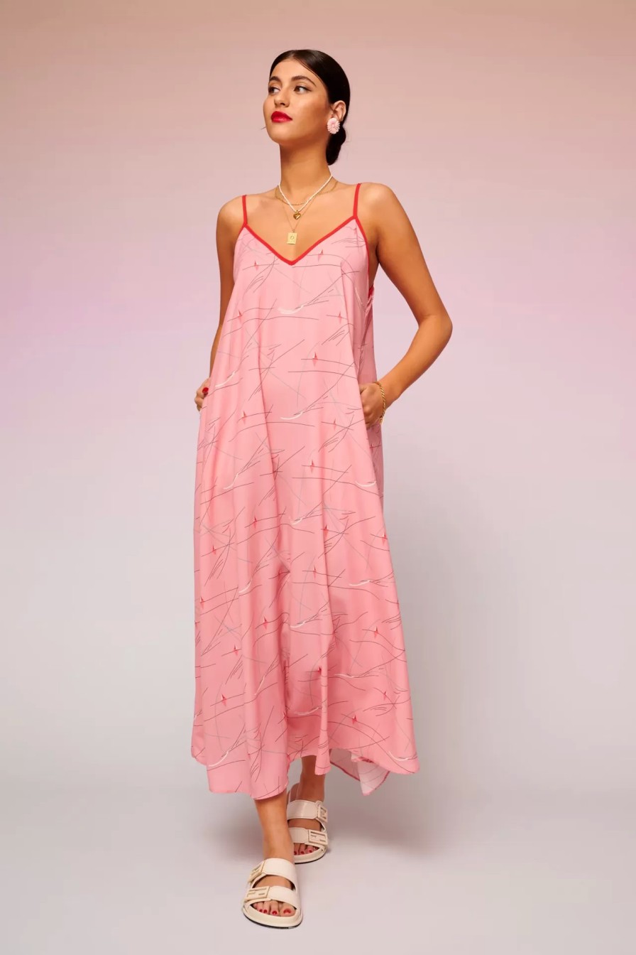 Gnadige Frau KARAVAN-KLEIDUNG | Tati-Kleid (Linien Rosa) Karavan-Kleidung