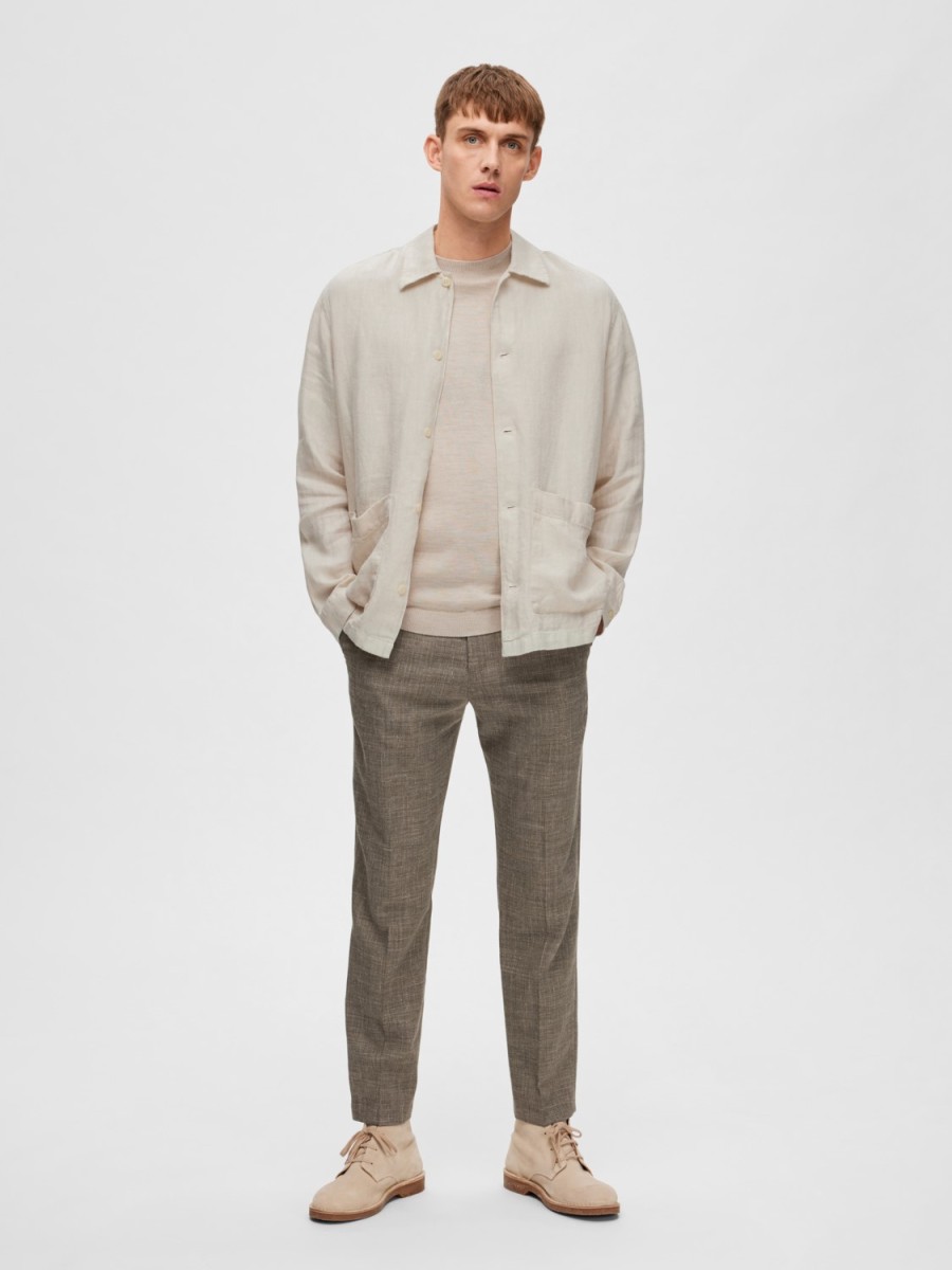 Mann JACK JONES | Slhslim-Oasis Linen Trs Noos Dark Sand